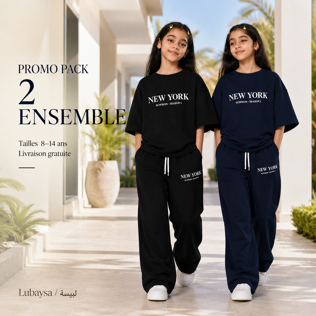 Pack Promo 2 Ensembles Fille Oversize – 8 à 14 ans | Couleurs au choix