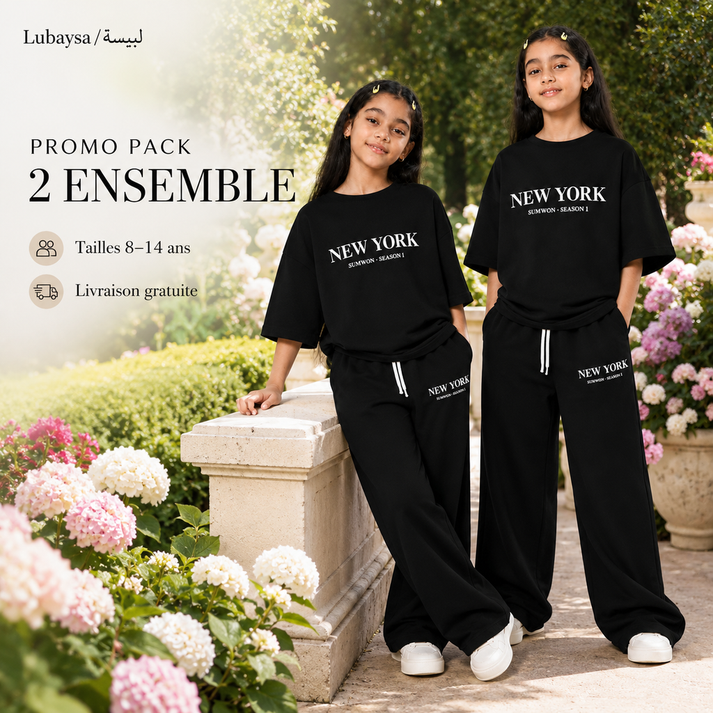 Pack Promo 2 Ensembles Fille Oversize – 8 à 14 ans | Couleurs au choix