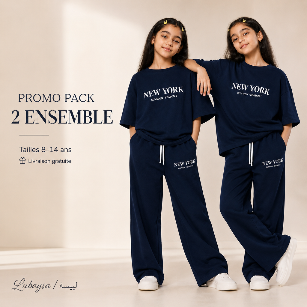 Pack Promo 2 Ensembles Fille Oversize – 8 à 14 ans | Couleurs au choix