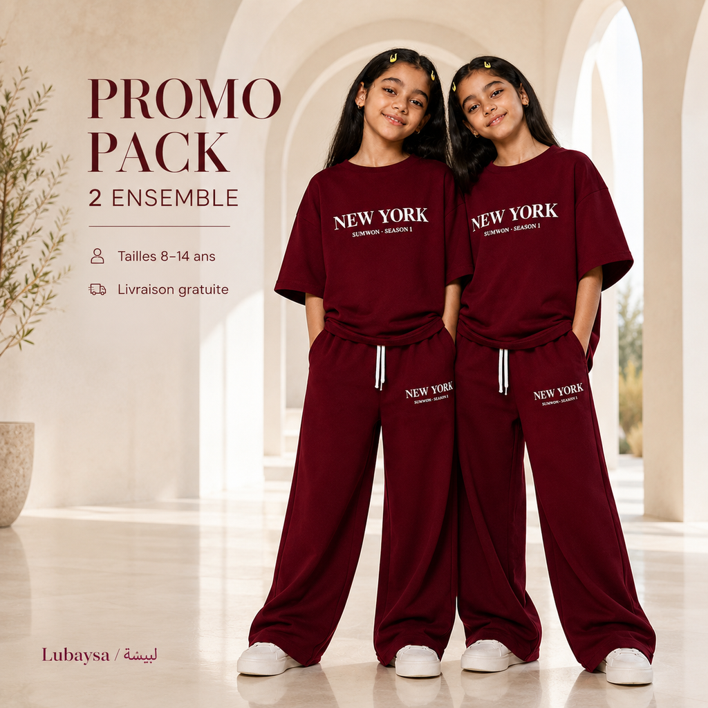 Pack Promo 2 Ensembles Fille Oversize – 8 à 14 ans | Couleurs au choix