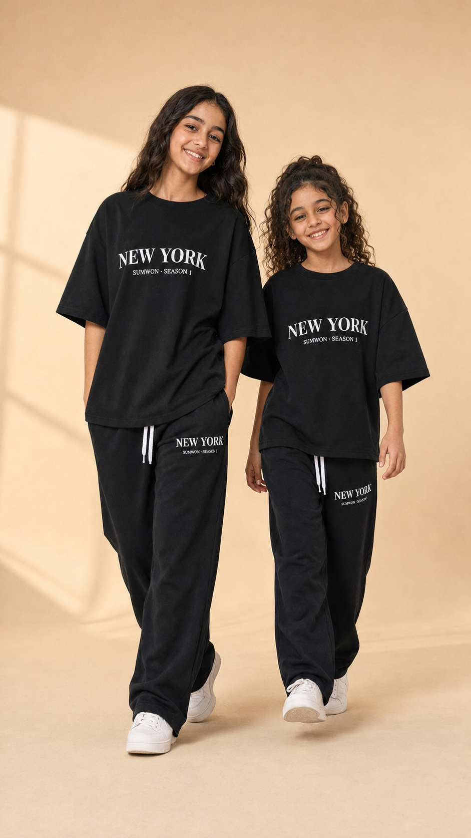 😍🖤 **طقم New York Oversize للبنات – أسود أنيق ومريح** ✨💖